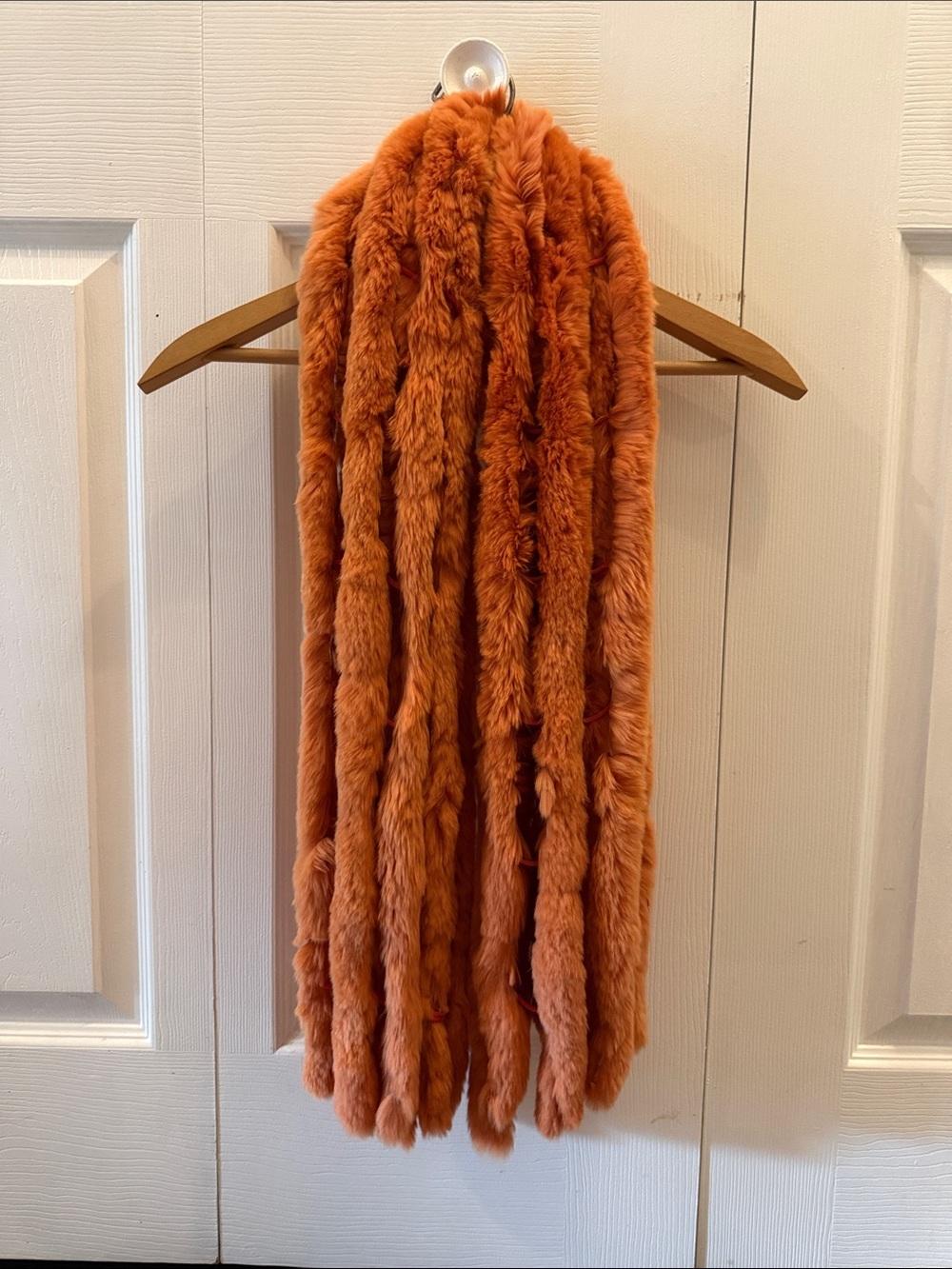 Lux Faux Fur Scarf Wrap in Burnt Orange